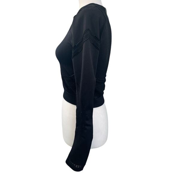 Fabletics Women’s Jaymee Mesh Long-Sleeve Top Black Size Medium Crop Seamless - Picture 5 of 7